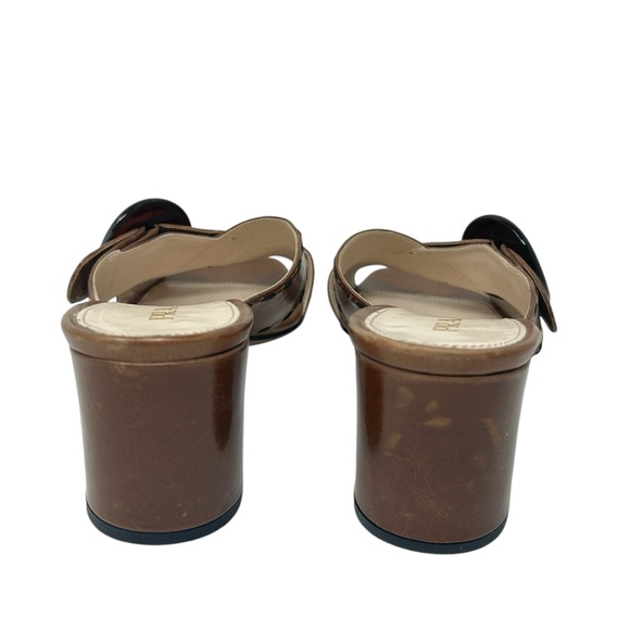 Prada Brown Leather Slide Sandals with Chunky Heel - Picture 7 of 12